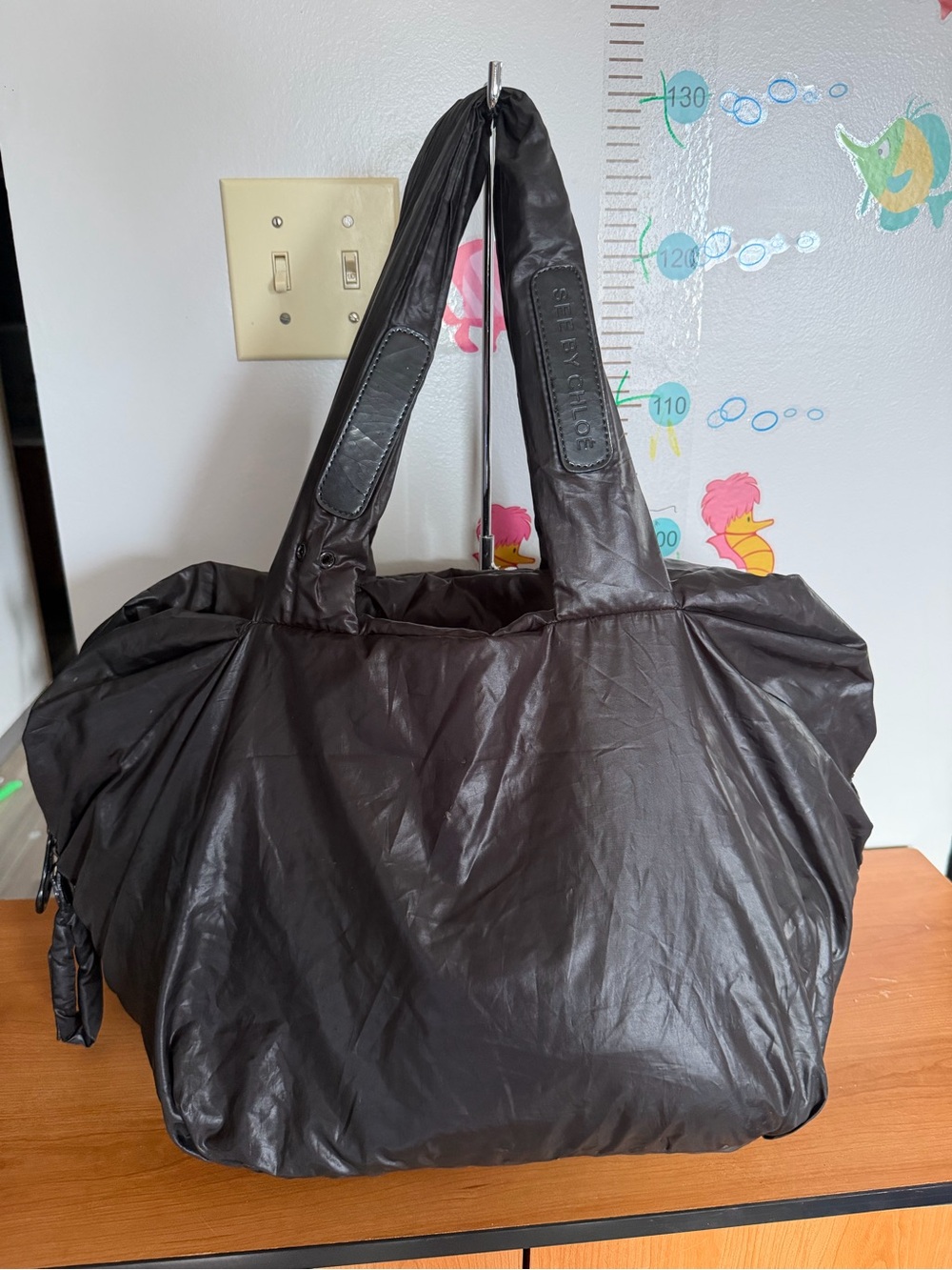 See By Chloe Black Puffer Tote